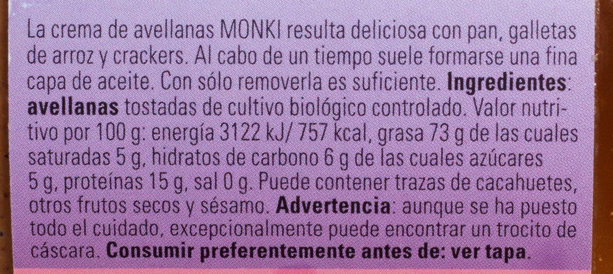 ECO hazelnut cream 330 g Monki