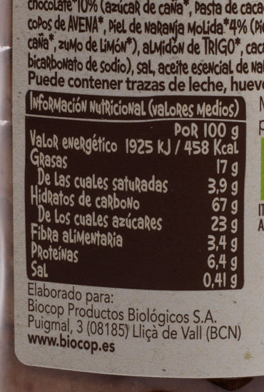 Espelta-chips-de-chocolate-y-naranja ingredientes