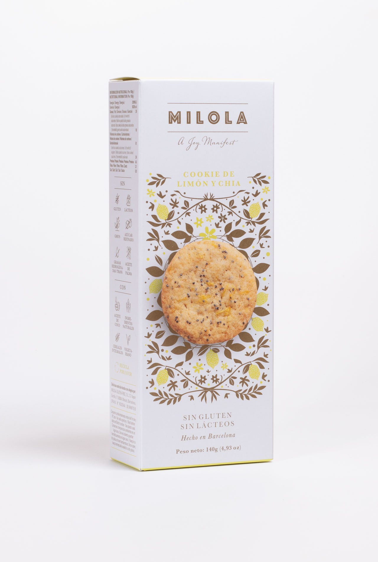 MILOLA Lemon and Chia Cookies 140g