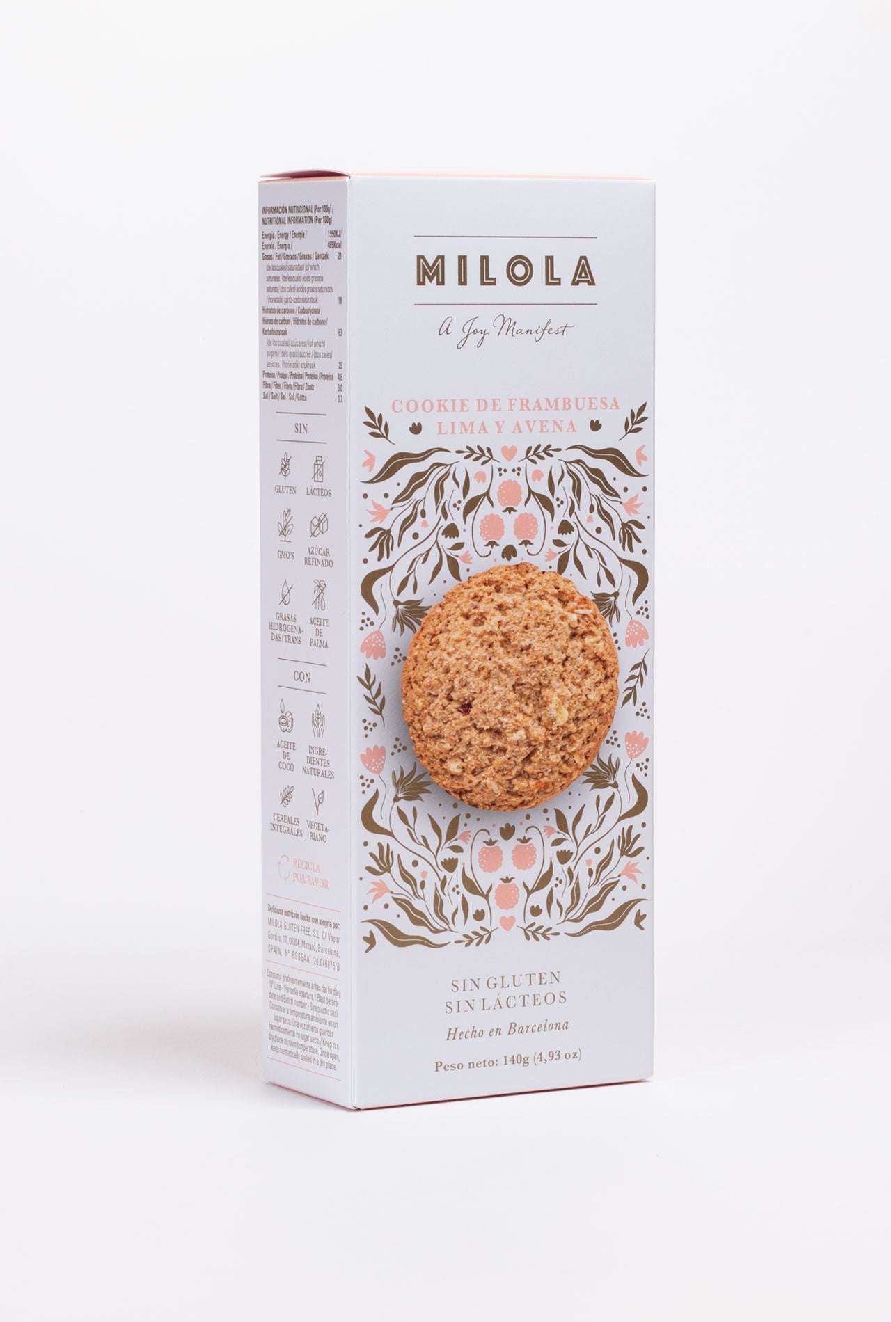 MILOLA Oat, Raspberry and Lime Cookies 140g
